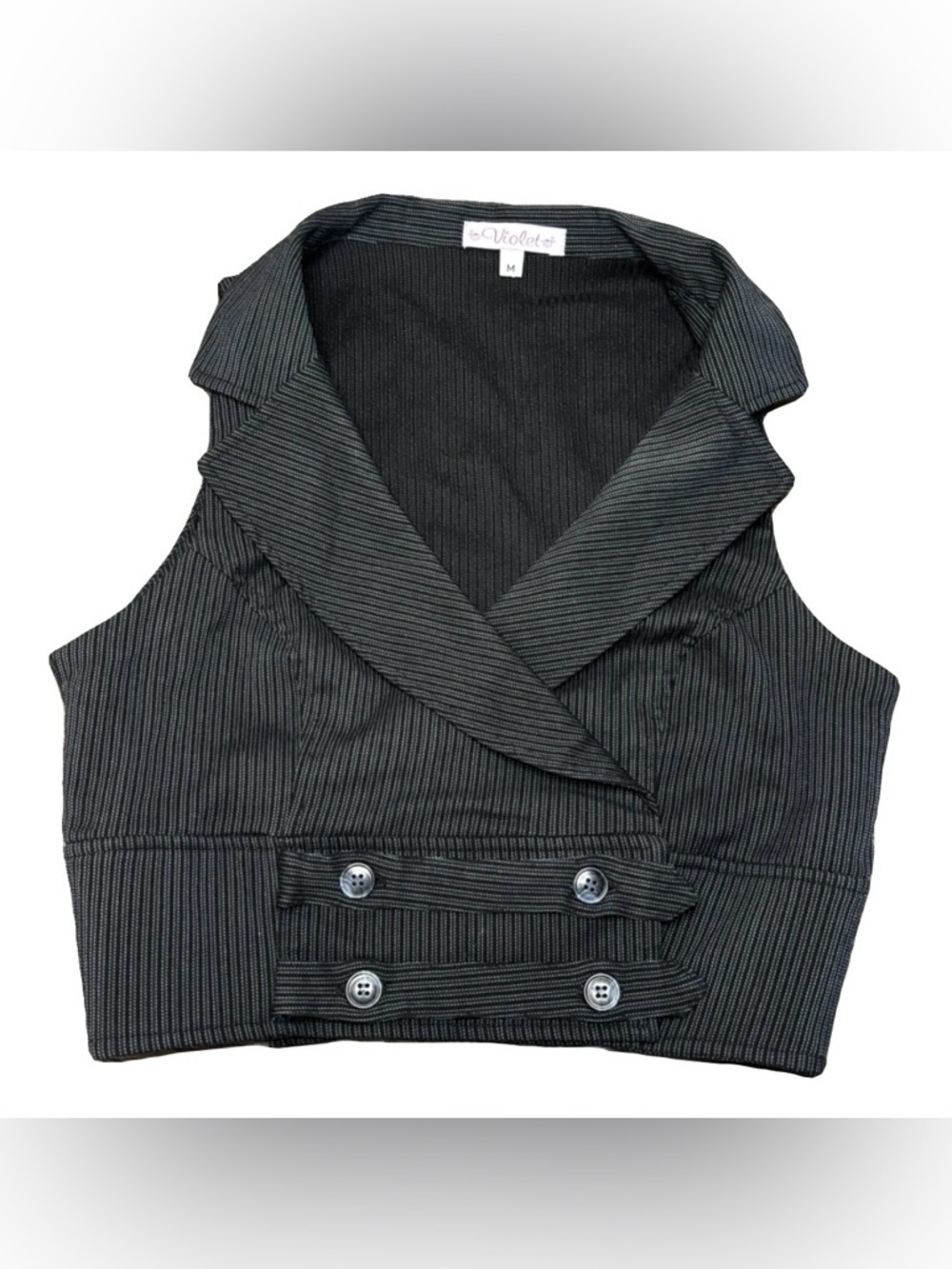 Vintage Y2K Pinstripe Cropped Blazer Vest M Office Core Chic